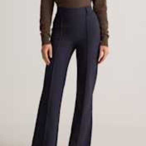 Quince Ultra-Stretch Ponte Flare Leg Pants in Navy - Picture 3 of 6